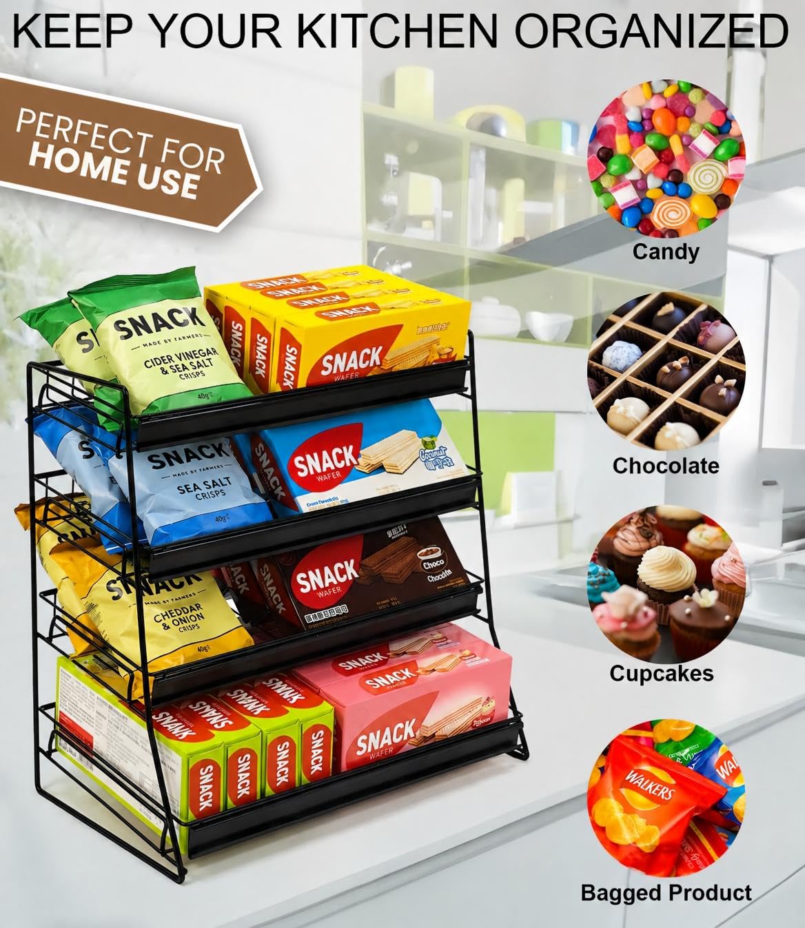LinkMejor Exhibidor de Dulces, Stand de Concesionario, Organizador de Snacks de Encimera