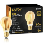 LinkMejor A19 Amber Edison Bulbs, Dimmable E26 LED 60 Watt Equivalent 6 Pack