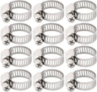 201 Steel Adjustable Gear Clip Clamping Hose Clamp Fittings, 3/8-5/8 Inch Dia Pack of 12