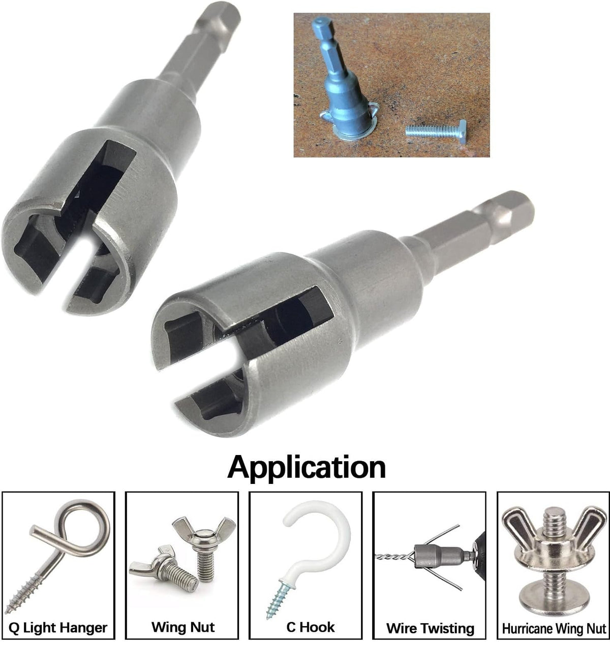 LinkMejor (2pc) Set di Accessori per Gusci per Morsetti a Vento, Strumenti per Gusci per Morsetti a Vento, Spade per Forati Hexagonali da 1/4" per Morsetti a Vento per Gusci