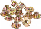 M10x12mm T-Nuts 4 Pronged Tee Nut Carbon Steel Threaded Inserts for Wood 24pcs