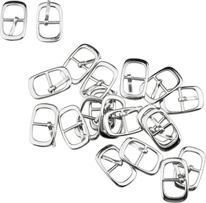 20 Pcs Rectangular Metallic Single Prong Pin Shoes Buckles