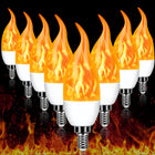 E12 LED Flickering Candelabra Flame Effect Light Bulbs - Flame 8 Pcs