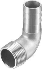 304 Stainless Steel Hose Barb Fitting Elbow, 25mm Barbed x G1 Male Pipe Connector Adapter for Water Fuel Air