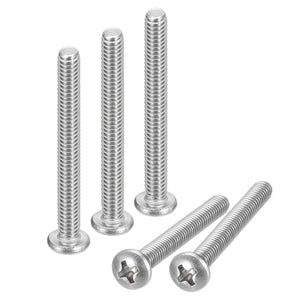#8-32x2-1/2 Pan Head Maskinskruer, 304 Stål 18-8 Skruer, Phillips Drive, Fullt trådet, Glatt finish, Pakke med 10