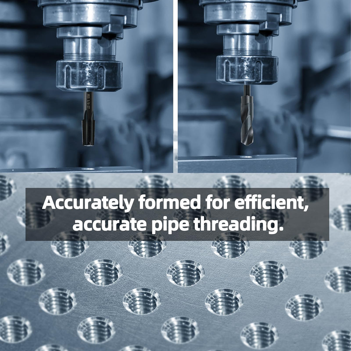 1/4-18 NPT Pipe Tap and 7/16" Drill Set,Hand Threading Plumbing Tap Set