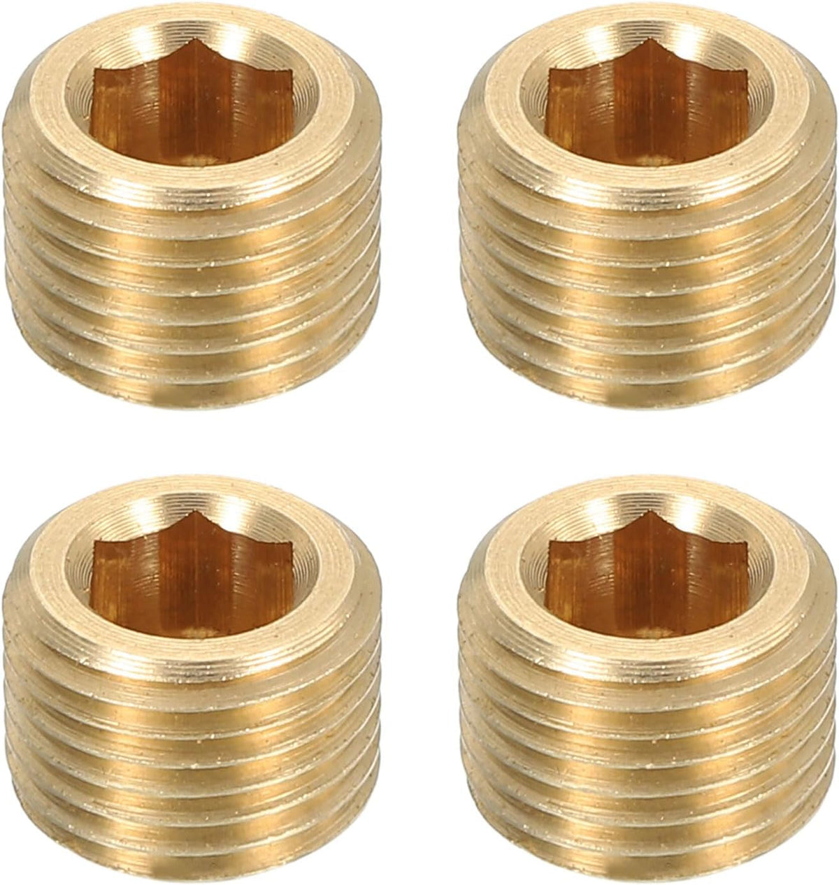 4Pcs 브라스 파이프 플러그 필팅, 1/16" PT 마이크로 헥사 콘터섬푸그 플러그, 파이프 끝을 막는 내螺纹 소켓 파이프 플러그