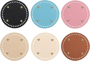Round Bag Bottom Shaper Pad, 5.91" Dia. PU Leather Purse Cushion Base for DIY Knitting Crochet Bag Making (6 Colors in 1Set)