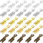 600 Pcs Fold Over Cord Ends, 8.1x1.2mm Ribbon Crimp Ends Cap, Clasp Tips for Leather Craft Making DIY (5 Colors)