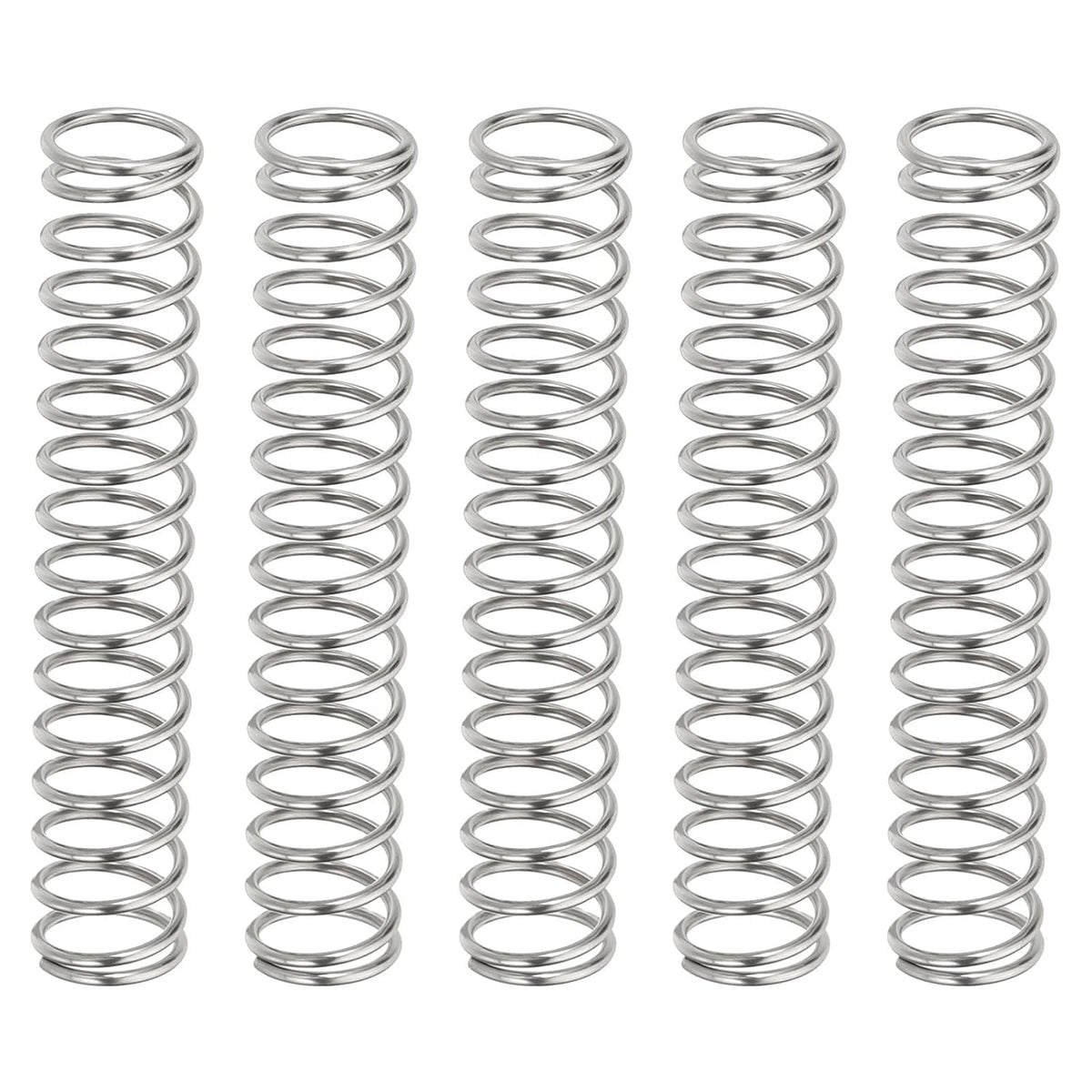 5Pcs Compression Springs, 0.8mm Wire Diameter x 8mm OD x 45mm Length 304 Stainless Steel Extension Spring Ballpoint Pen Pressure Springs for Shop Home Repairs, Silver