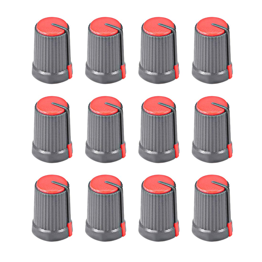 12Pcs Potentiometer Volume Control Knob Cap Plastic Red 6mm Shaft Dia. Rotary Knob 12mm Dia. X 17mm Height