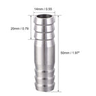 Barb Hose Fitting, 14x50mm Straight Coupler Quick Connector for 5/8 Inch ID Hose, 304 Stainless Steel, Pack of 2