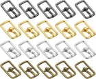 LinkMejor 20Pcs Metal Roller Buckles, 7mm - 0.28" Rectangle Sewing Mini Buckles Webbing Slider Single Pin Slides for DIY Craft Accessories Clothes Belt (4Colors, 17.5mm)