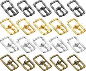 20Pcs Metal Roller Buckles, 7mm - 0.28" Rectangle Sewing Mini Buckles Webbing Slider Single Pin Slides for DIY Craft Accessories Clothes Belt (4Colors, 17.5mm)