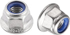 M6 Nylon Insert Hex Lock Nuts with Flange, 304 Stainless Steel, Plain Finish, 5pcs