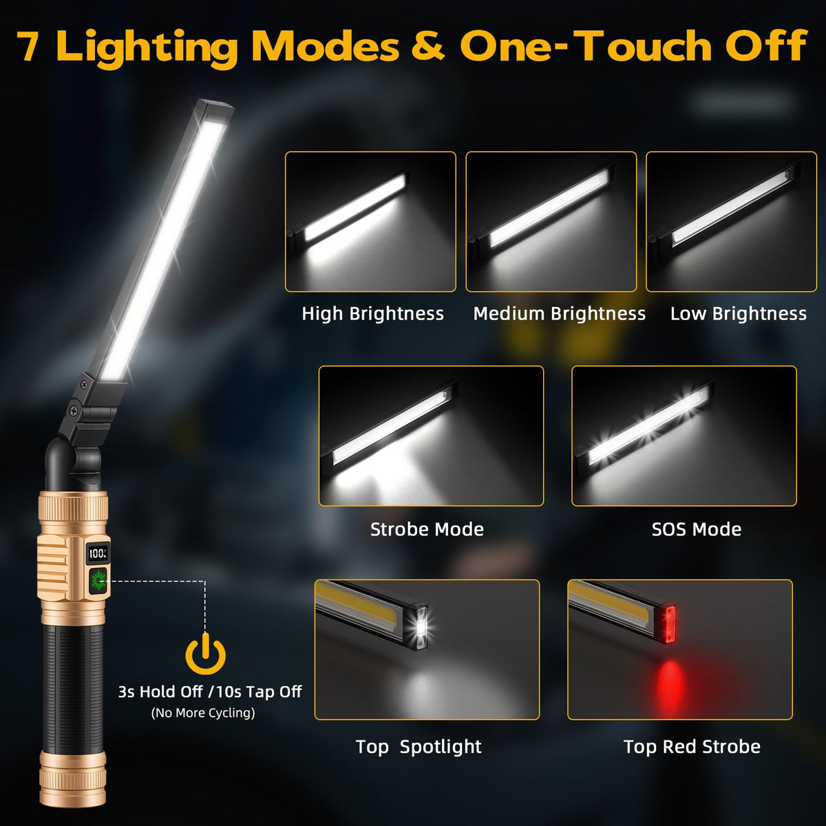 LinkMejor Genopladelig Magnetisk LED Arbejdslys/Flashlight til Mekanikere