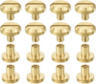 8Pcs Brass Chicago Screw, 6mm Concave Leather Rivets Belt Screw Binding Stud Nail Rivets Fasteners for Leathercraft Belt Jean DIY