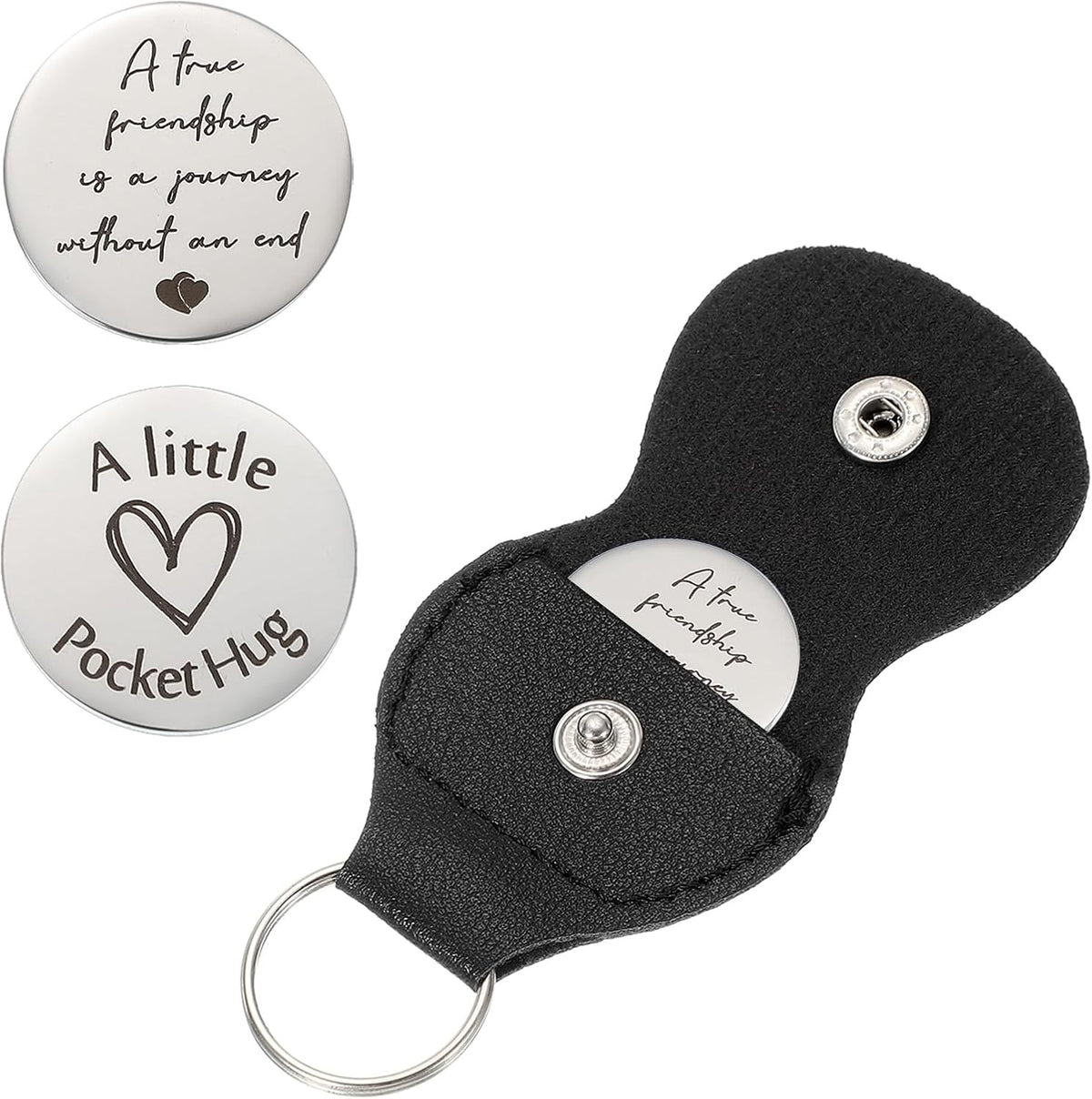 Hjärtklapp Hug Token med Ledernyckelring