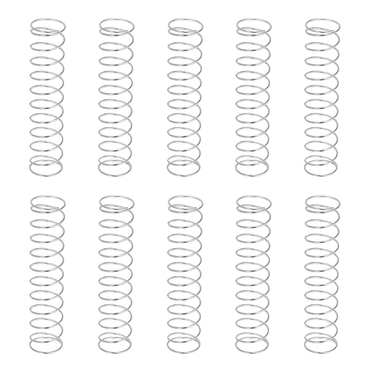 10Pcs Compression Springs, 0.6mm Wire Diameter x 11mm OD x 50mm Length 304 Stainless Steel Extension Spring Ballpoint Pen Pressure Springs for Shop Home Repairs, Silver
