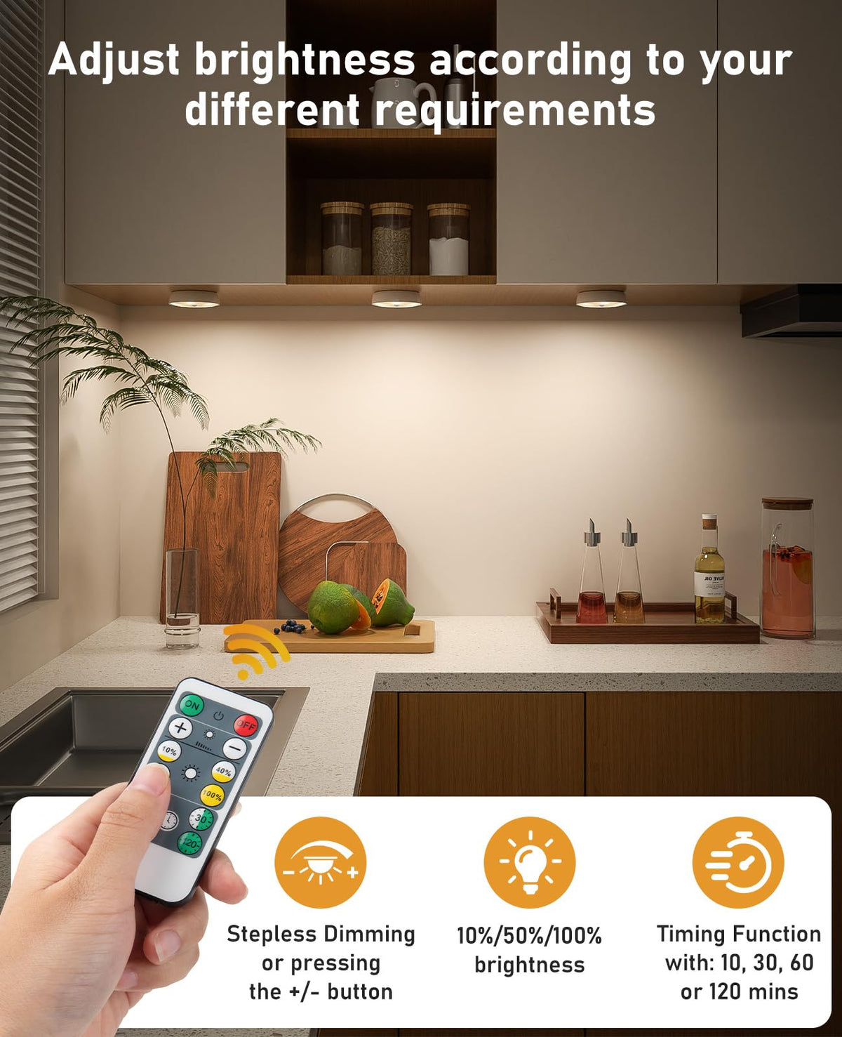 LinkMejor Penerangan Bawah Kabinet dengan Remote, Sensor Gerakan Lepas Tangga