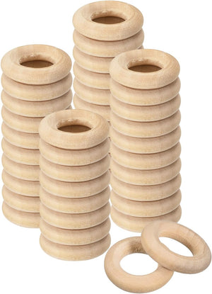 120Pcs 20mm(0.8-inch) Natural Wood Rings, 5mm Thick Smooth Unfinished Wooden Circles for DIY Crafting, Knitting, Macrame, Pendant