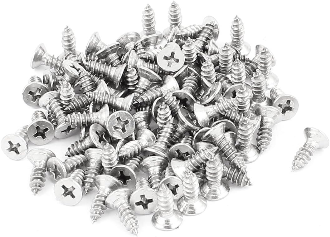 4.2mm x 13mm Flat Head Phillips Self Tapping Screw Fasteners 100 Pcs