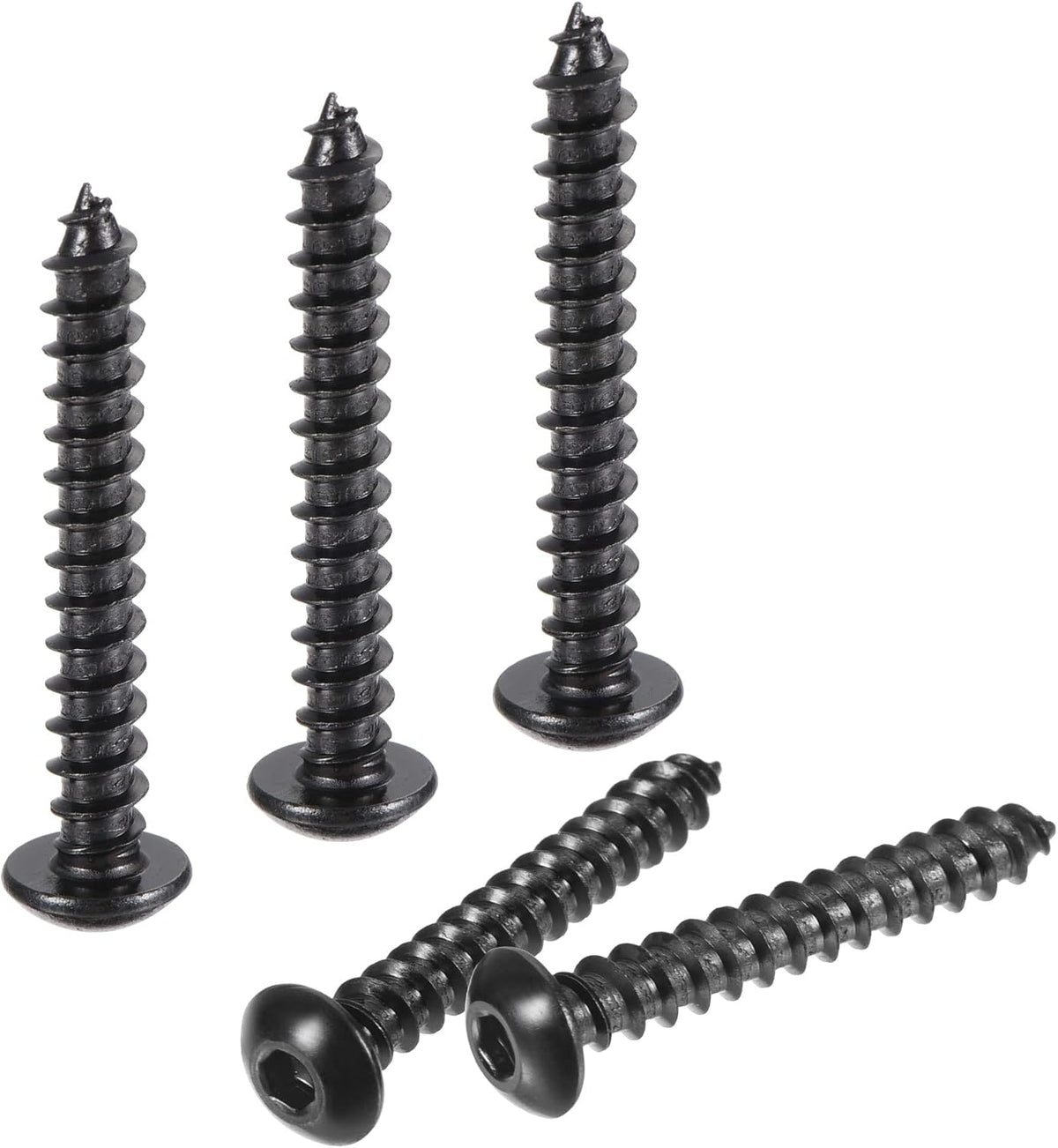 Hex Socket Self Tapping Screws, M5 x 35mm Carbon Steel Wood Screw 100pcs