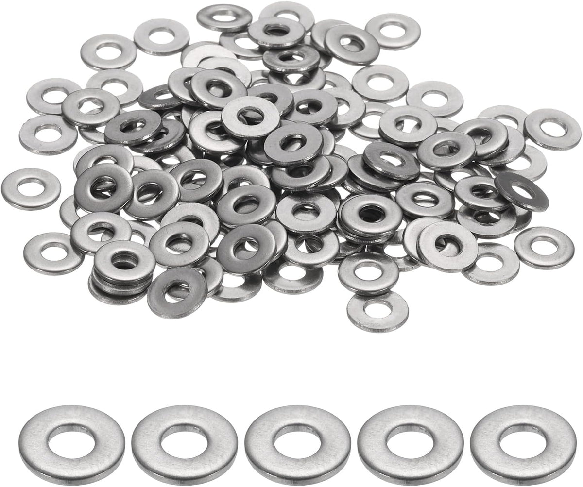 M3 Flat Washer for Screw, 200Pcs 304 Stainless Steel Washers 3MM ID x 8MM OD x 1MM Thick for Bolts, Factories Repair, Kitchens, Shops, and Outdoor Construction (Silver Tone)