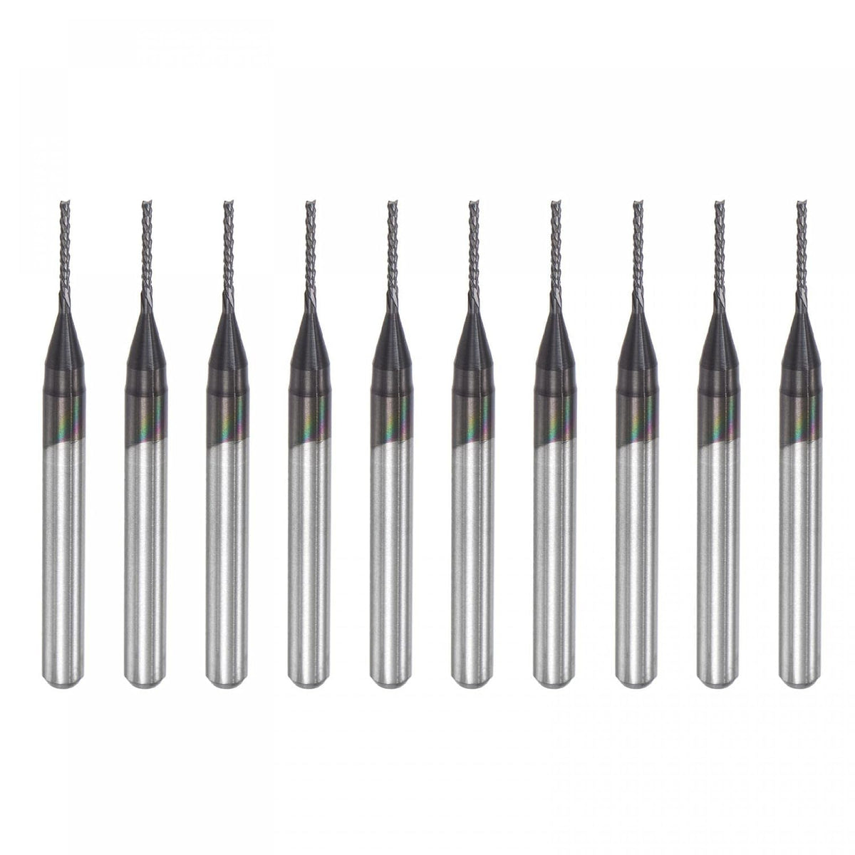 End Mill CNC Router Bits, 0.8mm x 6mm 1/8" Shank Diamond Film Coated Carbide Engraving Bit Milling Cutter Left Hand for PCB Plastic Fiber Wood 10pcs