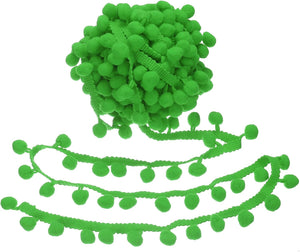 6 Yards Pom Trim Ribbon, 1" Wide Fruit Green Pom Ball Fringe Trim Sewing Fringe Fabric Ribbon for DIY Crafts Curtain Clothes Pillow Home Decoration, 13mm