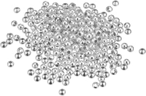 2100Pcs Smooth Round Spacer Beads, 3mm Spacer Loose Ball Beads for Jewelry Making Bracelet Necklace DIY, Silver Tone