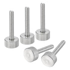 M4x25mm Knurled Thumb Screws, 5pcs 304 Stainless Steel Flat Knurled Head Fully Threaded Thumb Screws Bolts Grip Knobs Fasteners