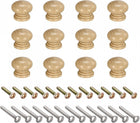Round Wood Knobs, 12pcs 24x20mm Pull Handles for Drawer with Screws