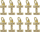 LinkMejor Rhinestone Letter Charm, 10pcs Crystal Zirconia Copper Alphabet I Pendants Slider Letter Charm for Wristbands Bracelets Necklace Jewelry Earring DIY Craft, Gold