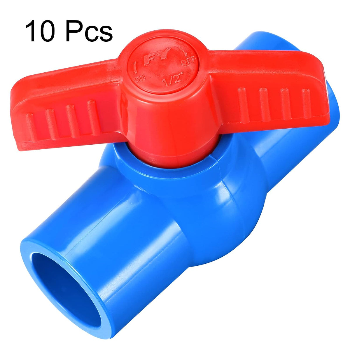 Vanne à boule, 1/2" Fiche PVC pour installation d'aquarium, pompe de décantation, piscine, arroseur de jardin Bleu Rouge 10Pcs