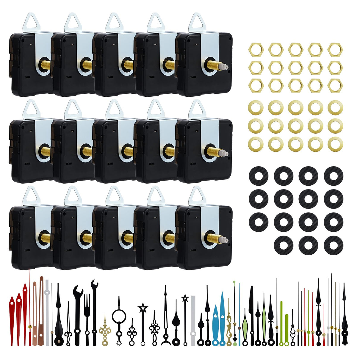 LinkMejor 15 Pack Clock Mechanism Replacement Kit with 20 Pairs Clock Hands