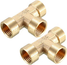 Brass Tee Pipe Fitting 1/4 PT Female Thread T Shape Connector Coupler 2pcs
