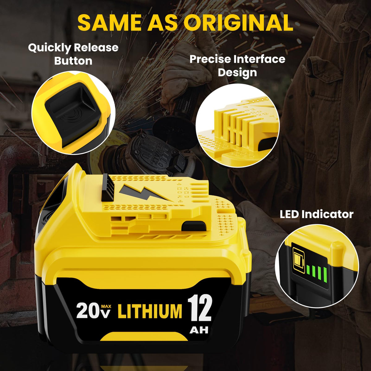 2Pack Upgrade 12000mAh Batteria di Ricambio per Dewalt 20V 12.0A Max Batteria