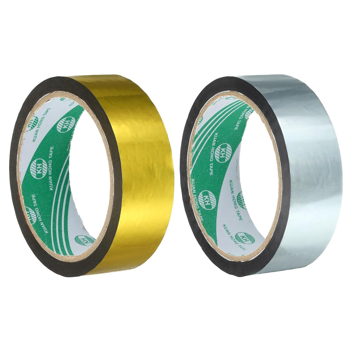 Washi Tape Set 1.2 Inch x 55 Yards Holographic Metalized Reflective Tape for Holiday Packaging and Decoration, DIY and Art Craft (2 Rolls, Gold Tone + Silver Tone)