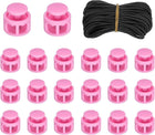20 Pcs Double Hole Cord Locks with 32.8 ft Elastic Cord, 14mm Nylon Spring Toggle Stopper Clip for Backpack Shoelaces Drawstring Paracord Pants, Rose Red