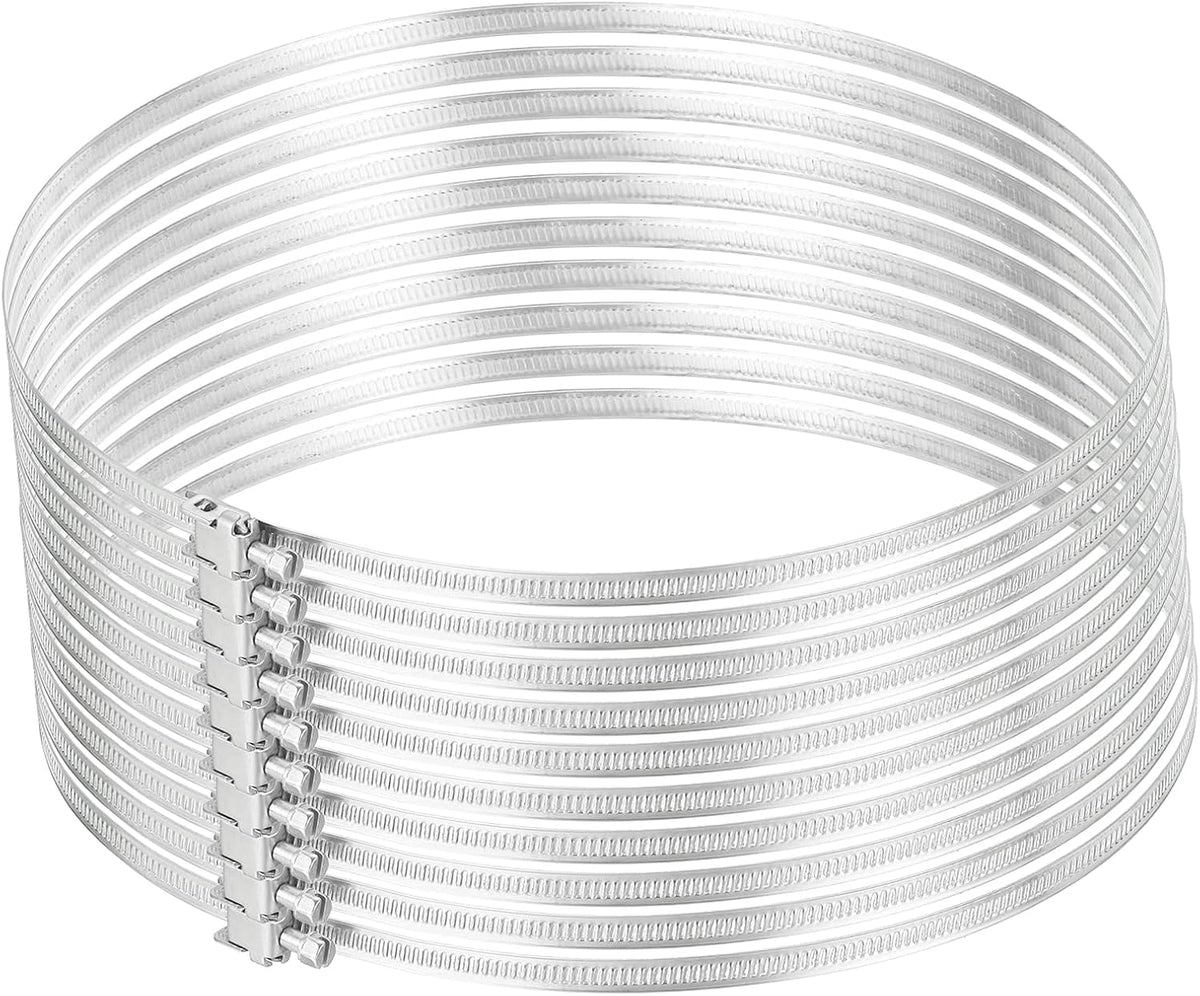 11.5 Inch 430 Stainless Steel Duct Clamps, 10 Pcs Adjustable Hose Clamps with Worm Gear Pipe Clamp Air Duct Clamp for Flexible Ducting Heating Cooling Exhaust Ventilation