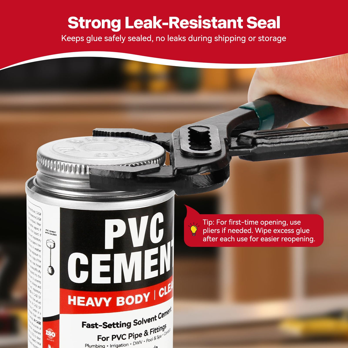 PVC Cement, เครื่องแก้ว PVC ทันที สีแบบ PVC Solvent Weld Glue สำหรับท่อ PVC, 4 fl oz