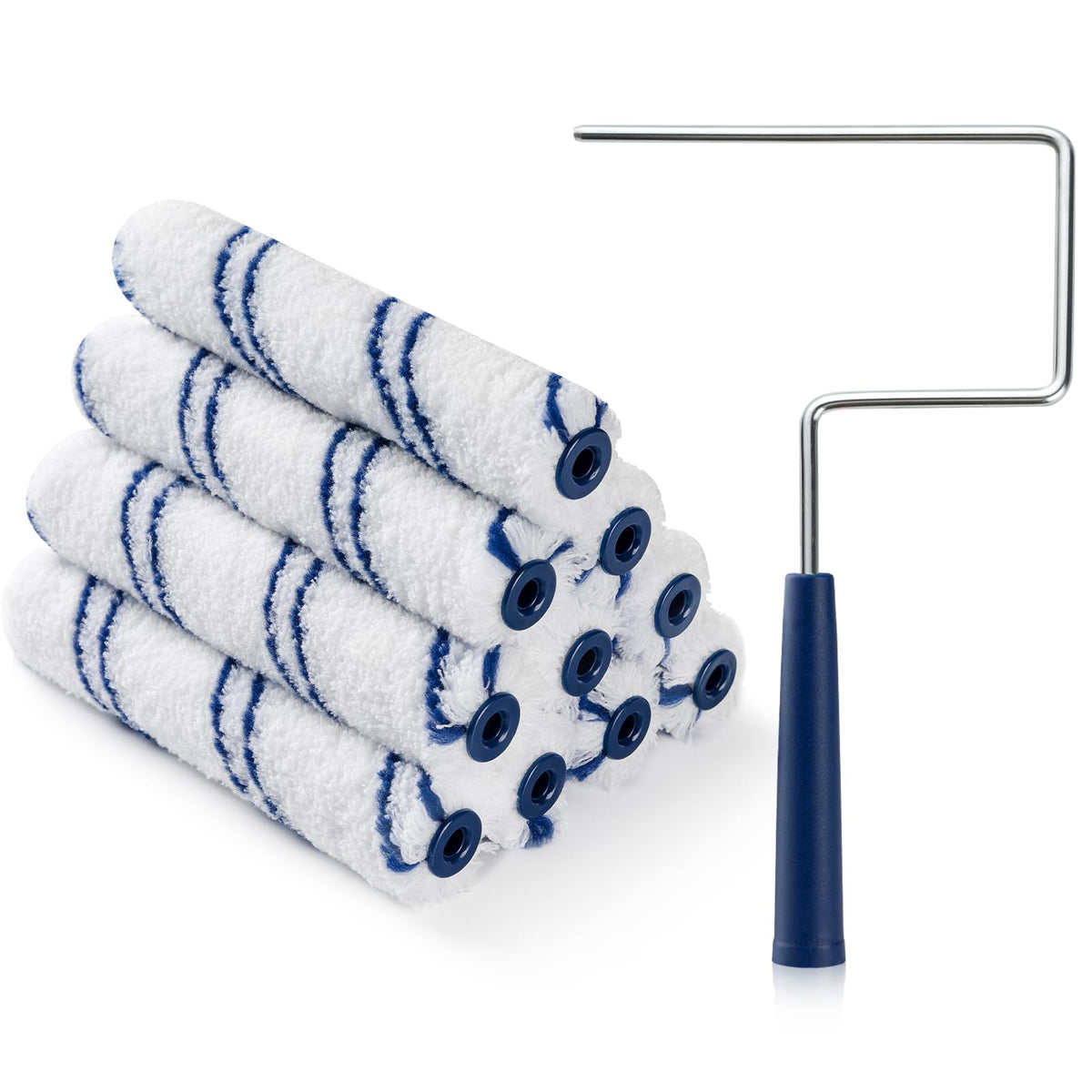 LinkMejor 10Pcs 6 Inch Paint Rollers, Microfiber Covers with Roller Frame