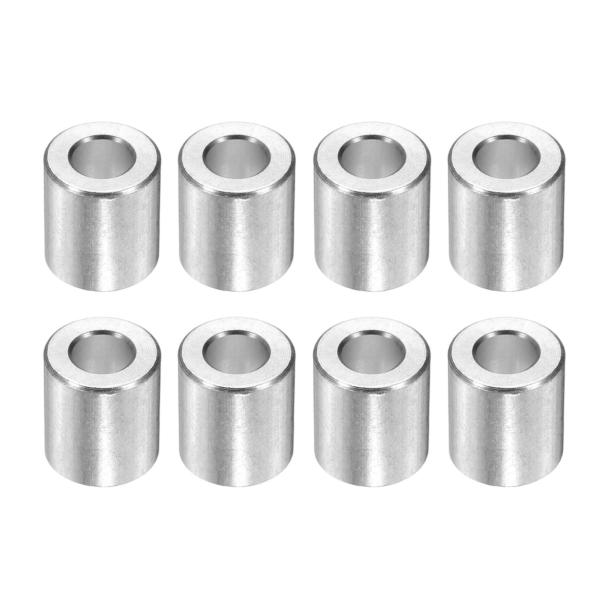 8Pcs Aluminum Spacer 1/2" OD x 1/4" ID x 9/16" Length Screw Standoff Bushing Plain Finish Unthreaded Round Metal Spacer for Screws Bolts and Rods, Silver