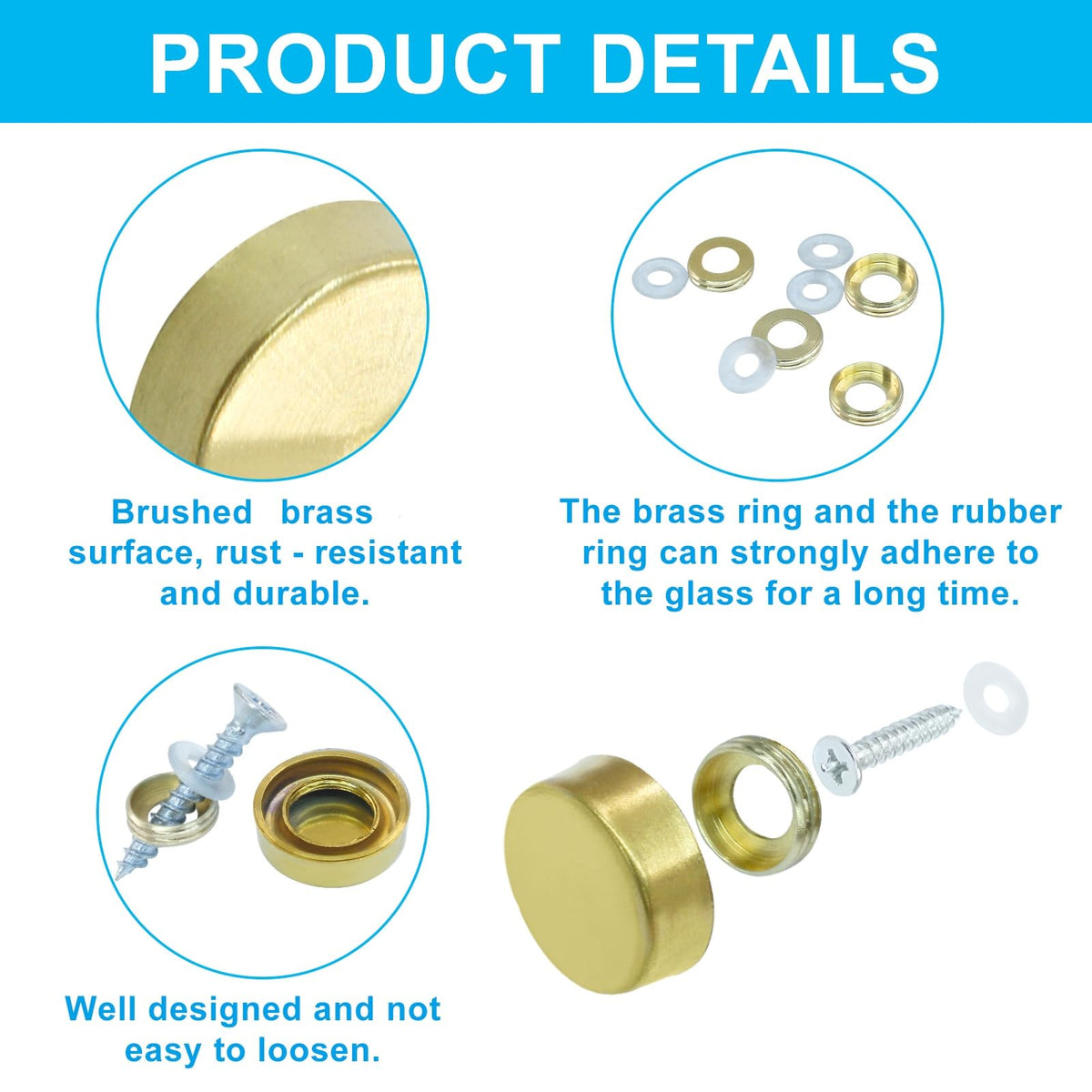 CopriViti Decorativi LinkMejor, 16mm, Oro, 24 Confezioni
