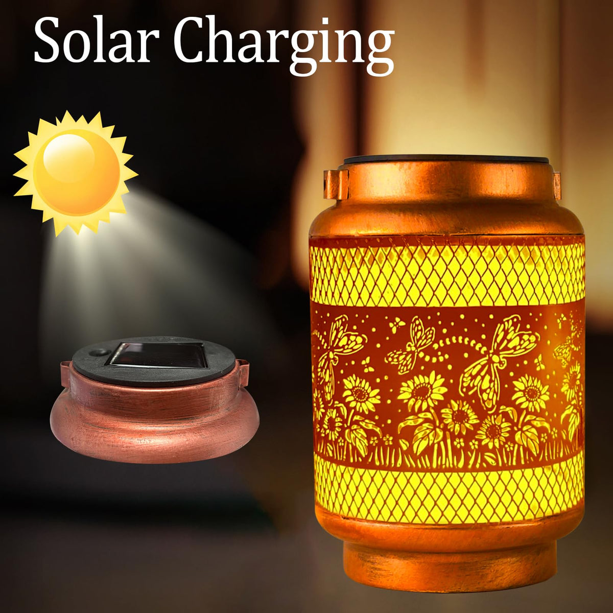 Solar Lanterns Outdoor Waterproof Birthday Gifts for Women Men Grandma Metal Hanging Solar Lights for Outside Patio Yard Festival Pathway Backyard Porch Landscape