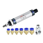 Pneumatic Air Cylinder 16mm Bore 25mm Stroke with Y Connector and Quick Fittings, MAL 16x25, for Automatic Equipment