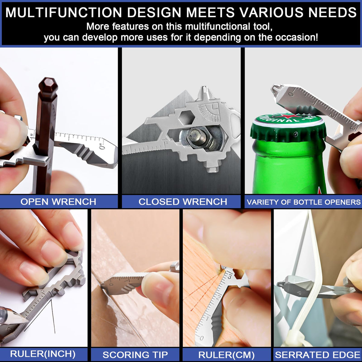 LinkMejor Kunci Tangkai Multitool - Alat EDC dengan 17+ Fungsi Pemuka Botol Hadiah