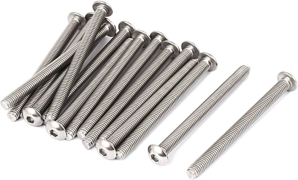 M5 x 60mm Full Thread Button Head Socket Cap Screw Silver Tone 15 Pcs