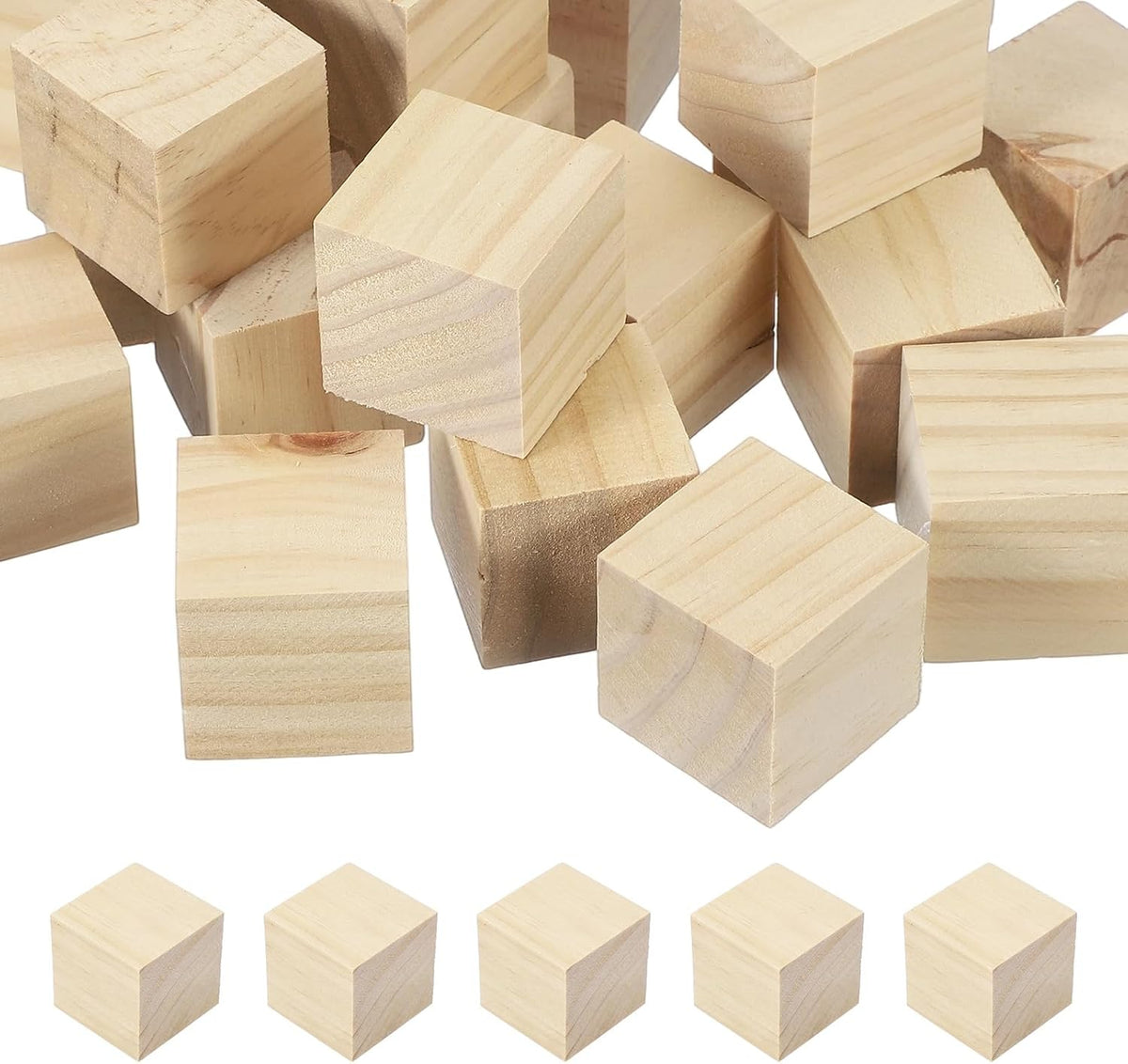 10Pcs Unfinished Wooden Cubes, 30mm / 1.18in Wood Square Blocks, Plain Wooden Blocks for Paint DIY Crafts Puzzle Making Art Projects Party Decoration, Wood Color
